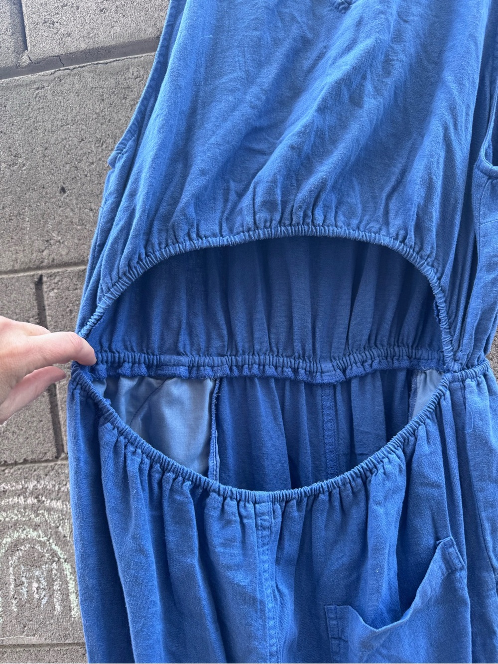 NWT Universal Thread Blue Linen Blend Open Back Jumpsuit Large - Picture 11 of 13